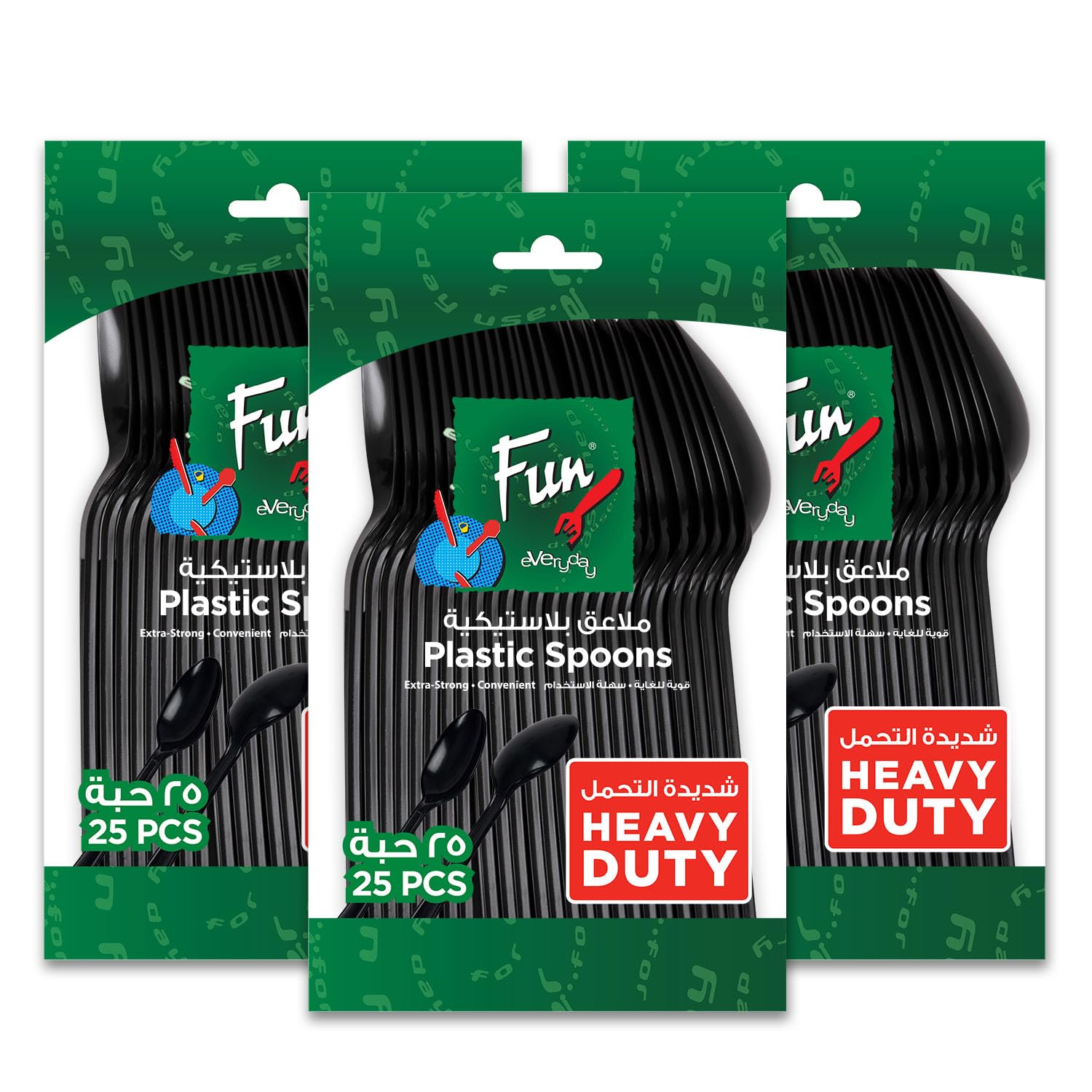 FUN BY AL BAYADER فن Promopack Heavy-Duty Plastic Dinner Spoon Set - Plain Pattern Cutlery, Mirror Polished| Plastic Material | Perfect for Home, Hotel & More (Pack of 25 X 3)