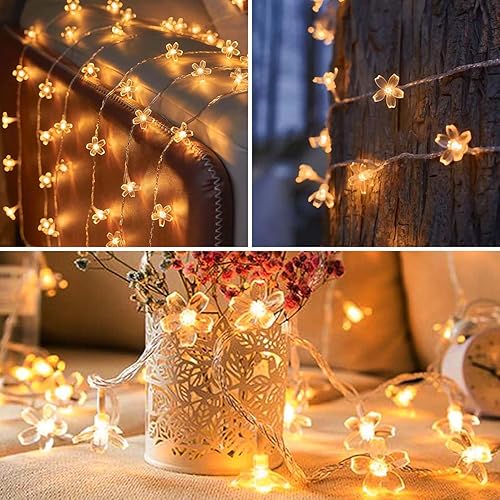 Vista 8 de ITICdecor Flower String Lights 15 FT 30 LED Fairy Christmas Lights Battery Operated Indoor&Outdoor Twinkle Lighting Bedroom Decor for Party Wedding