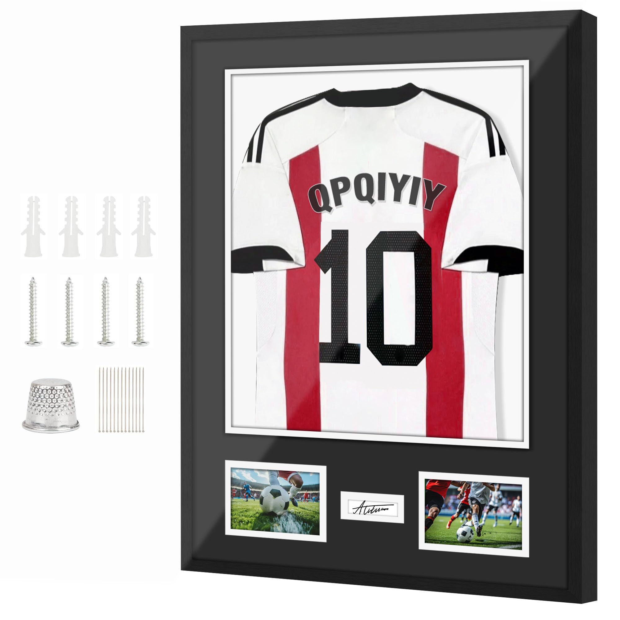 Marco para Camiseta de Fútbol 60x80 cm, Madera Maciza Negra | para Camisetas Firmadas y Fotos, Ideal para Fútbol, Tenis y Baloncesto (60 x 80 cm)