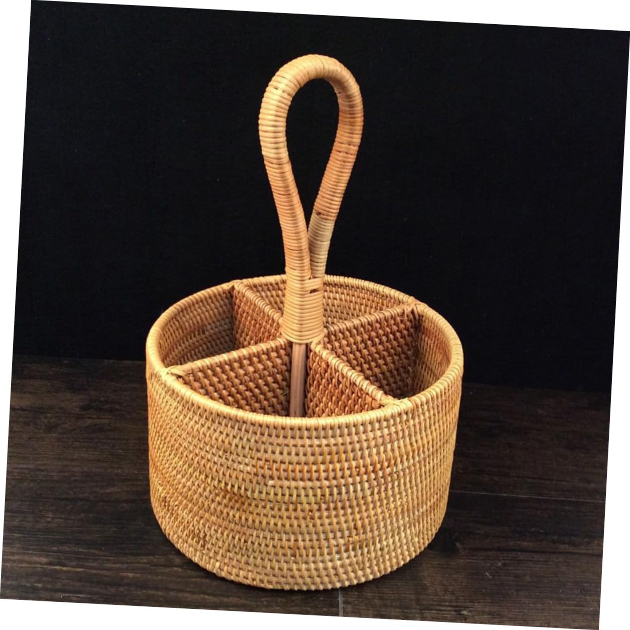 Aufbewahrungskorb aus Rattan für Schreibtisch und Homeoffice | Natürliche Flechtoptik, Leichtes Format für Kleine Utensilien, für Wohnbereich und Fotorequisiten