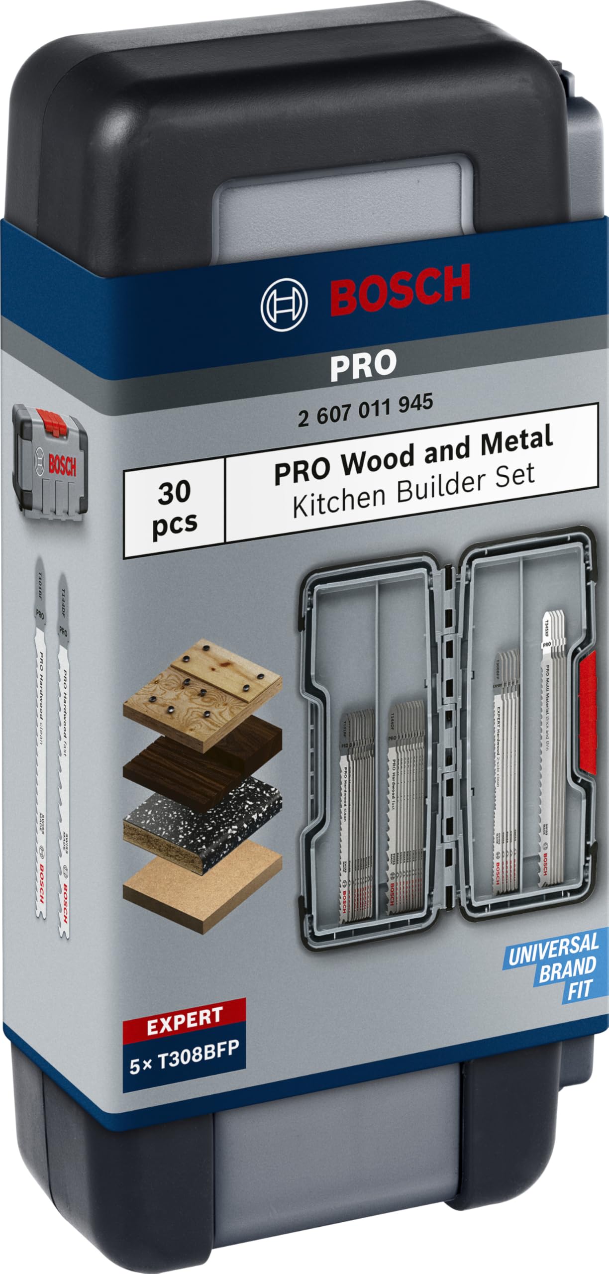 Bosch PRO Wood and Metal - Set di 30 lame per seghetto alternativo per cucina, 30 pezzi (per piano di lavoro della cucina, legno duro, lunghezza 100 mm, accessori professionali)