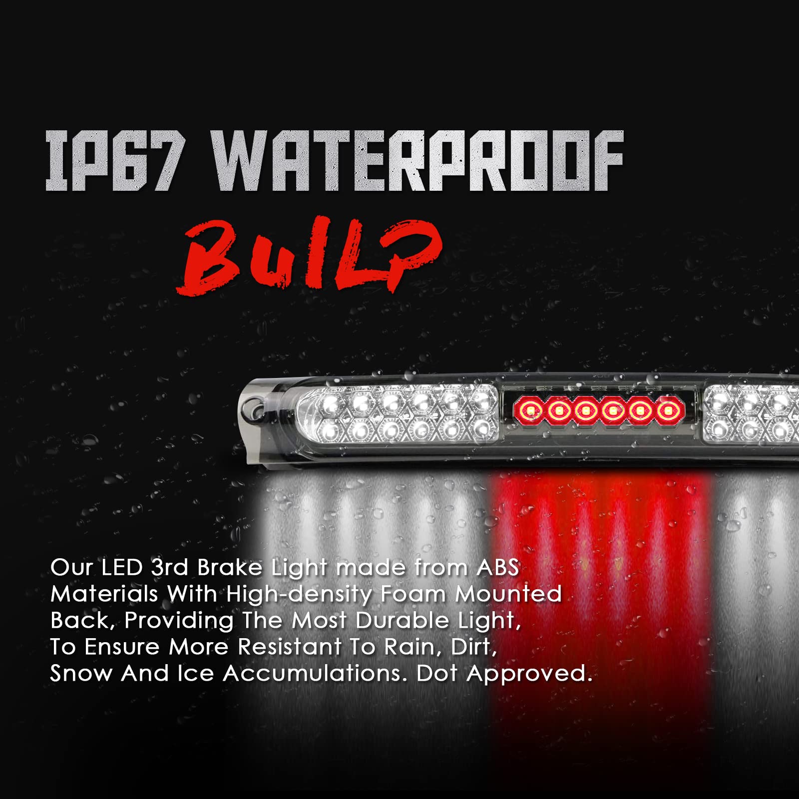MARLBSTON 3rd Third Brake Light LED Compatible with Ford 1997 1998 1999 2000 2001 2002 2003 2004 F150 / 2004 Heritage High Mount Stop Third Center Cargo Rear Brake Light Bar Taillight (Black Smoke) in use