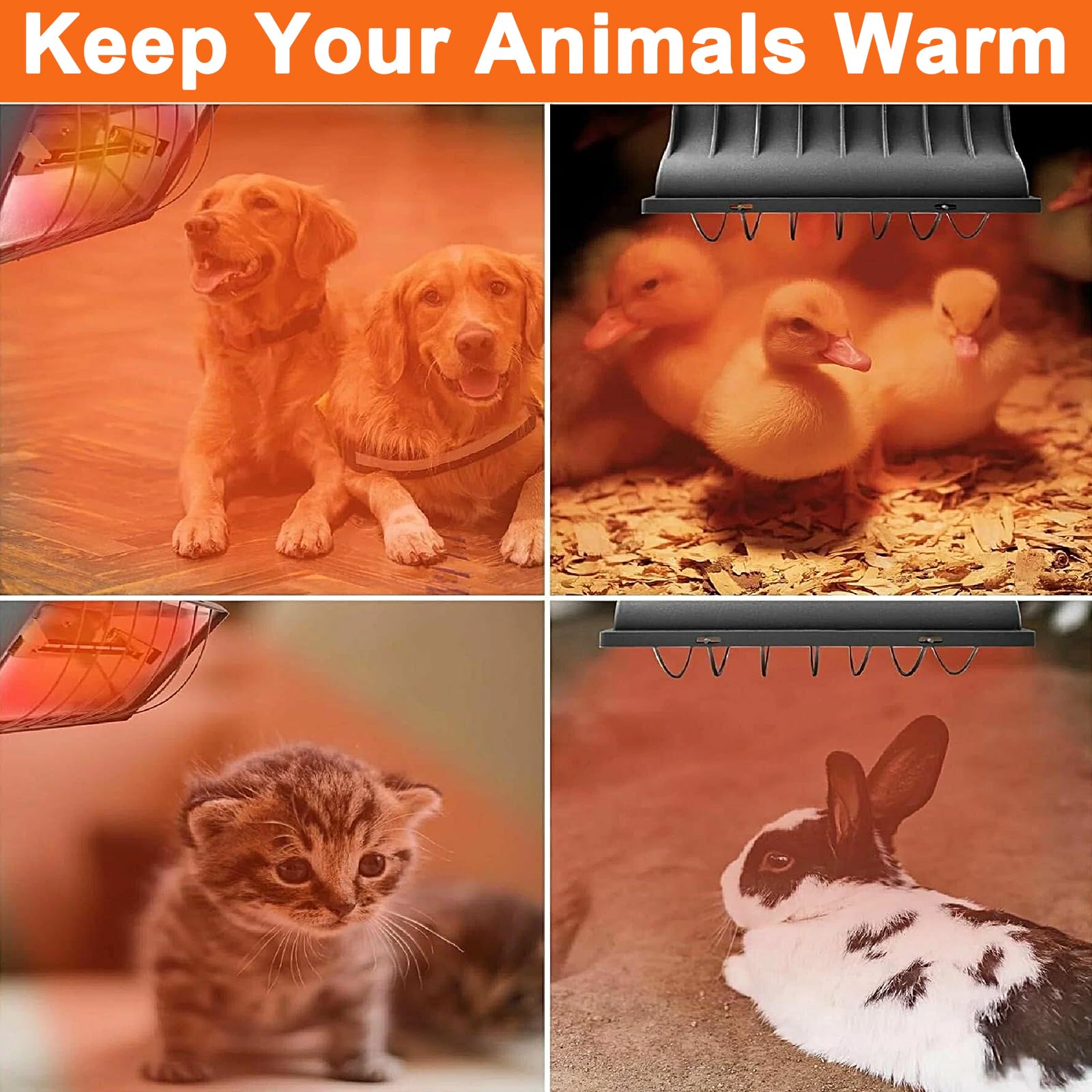 Lampe Chauffante pour Poussins, Chauffage pour Poulailler 250W, Lampe Chauffante pour Poulailler, Abat-jour pour Animaux avec Interrupteur Économique , Chauffe-couveuse Réglable en Hauteur