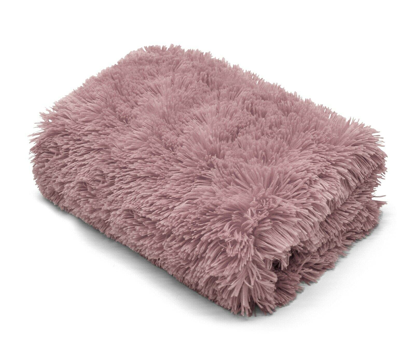 Teddy Fur Throw Blanket With Reversible Sherpa Teddy Fleece Luxury Super Soft Fluffy Fur Throw Blanket Sofa Bed Warm Cosy Fleece Blanket Throw (Hug Snug Throw Blush Pink, 150 x 200 CM)