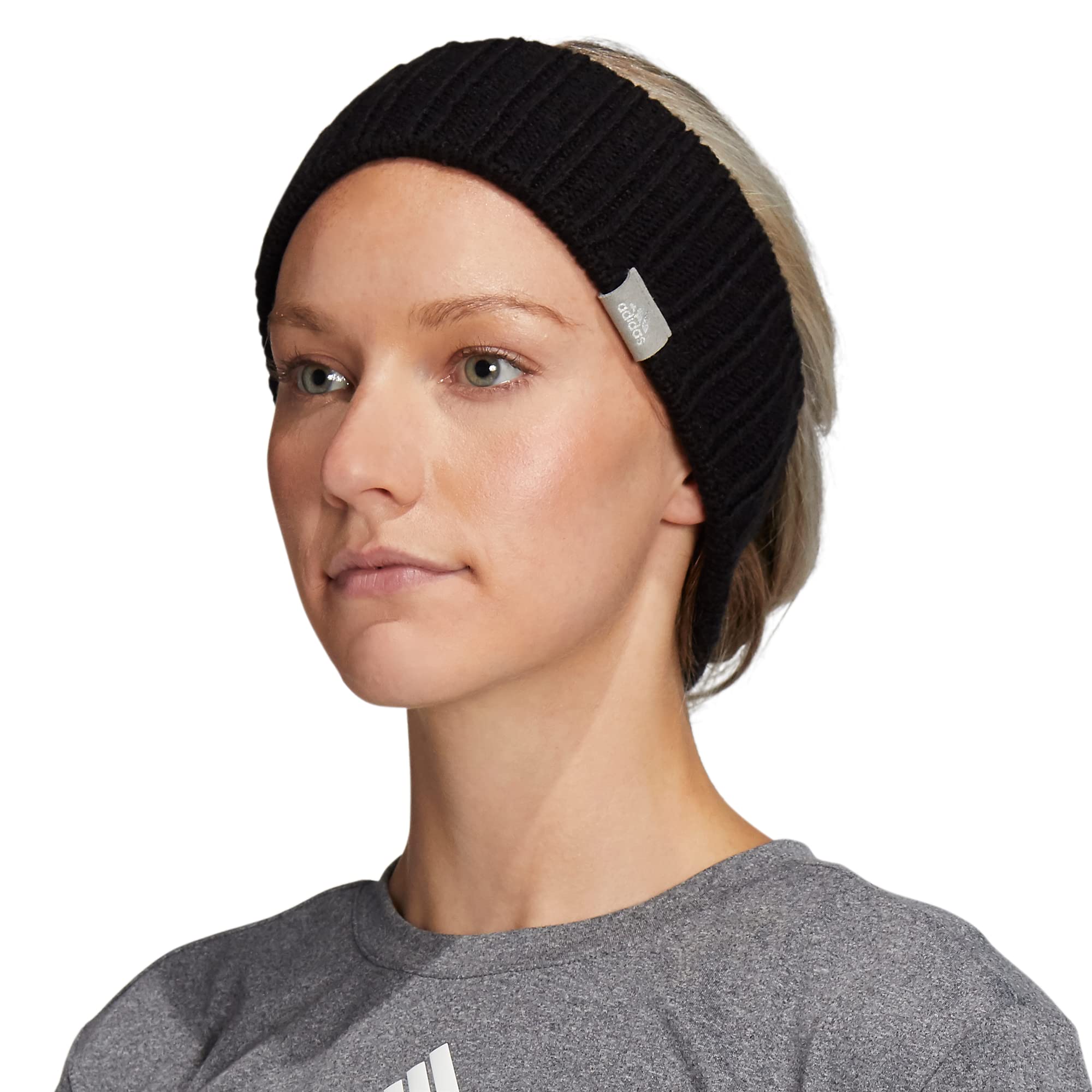 adidas Women's Holiday Shine Knit Headband, Black/Grey/Silver Metallic, One Size