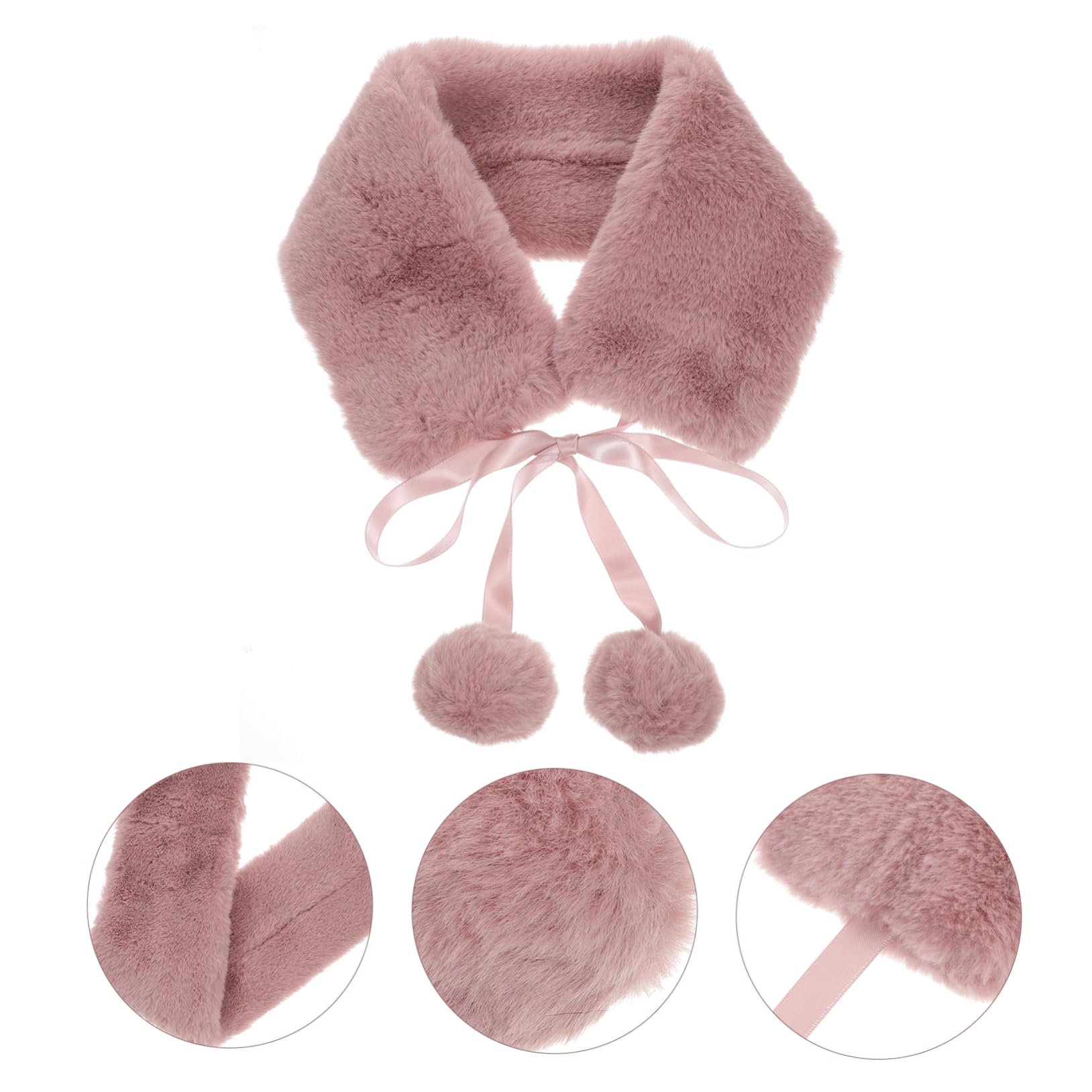 SHERCHPRY 2 Uds Bufanda De Felpa Cuello De Piel De Conejo Sintético Bufanda Rosa De Piel Sintética Cuello De Piel Sintética Cuello Desmontable