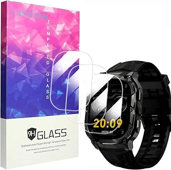 Lamshaw Compatible for CARBINOX Vortex Screen Protector, [3 Pack] New 9H Tempered Glass Screen Protector Film Compatible with CARBINOX Vortex Smart Watch 3 Pack