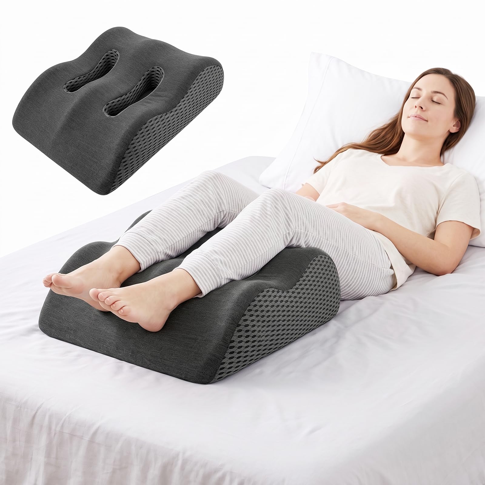 Ergonomisches Venenkissen, Beinhochlagerungskissen, Beinkissen, Lagerungskissen Erwachsene, Memory-Schaum zur Förderung der Durchblutung (Dunkelgrau)