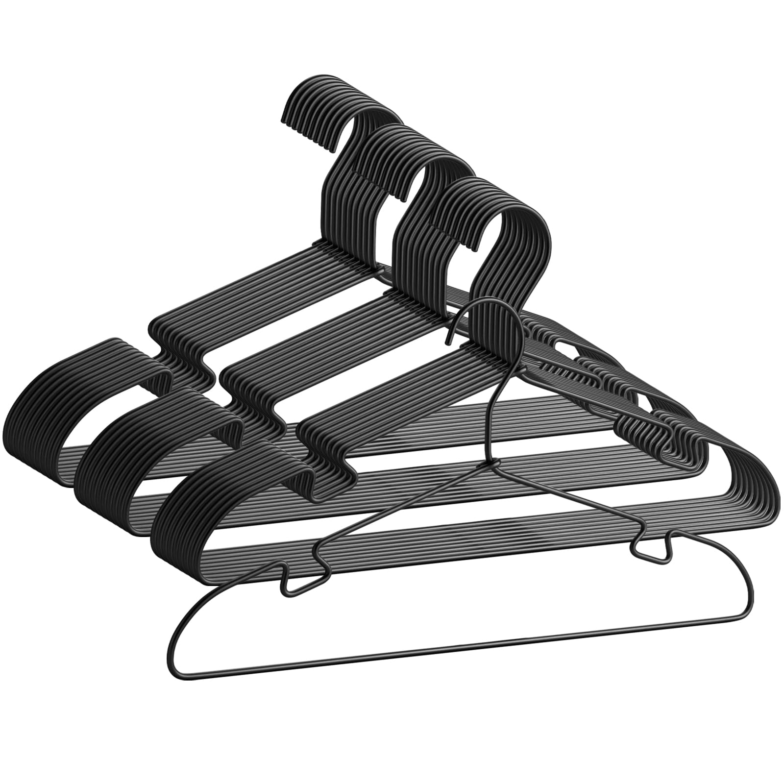 30 Pack Black Aluminum Hangers, 16.5 Inch Non-Slip Metal Clothes Hangers, Lightweight Sturdy and Bulk Space-Saving Hangers for Pants, Skirt, Shirt, Dress, Tie