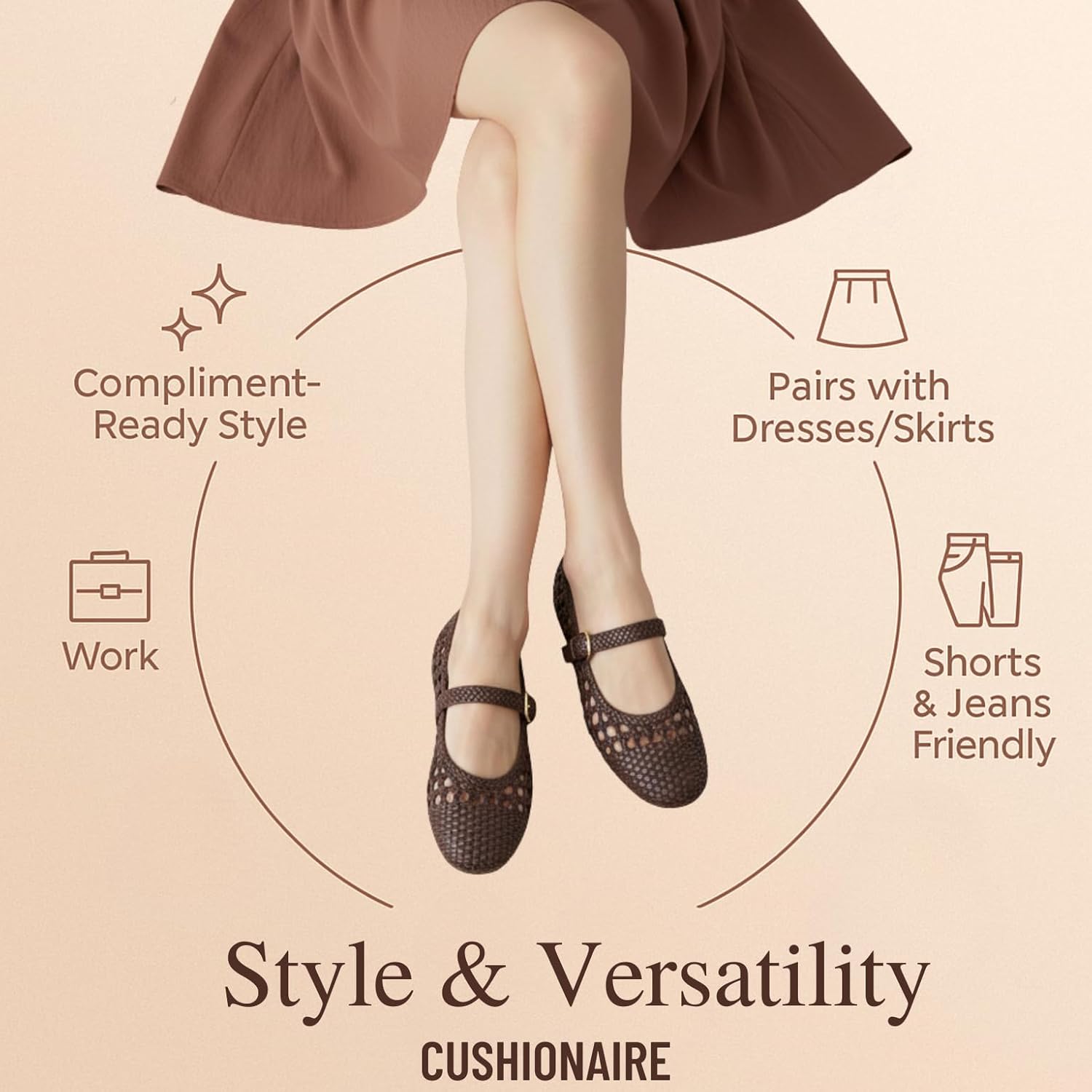 CUSHIONAIRE Windsor Woven Womens Flats with Adjustable Strap – Comfortable Mary Jane Ballet Flats for Women - Image 5