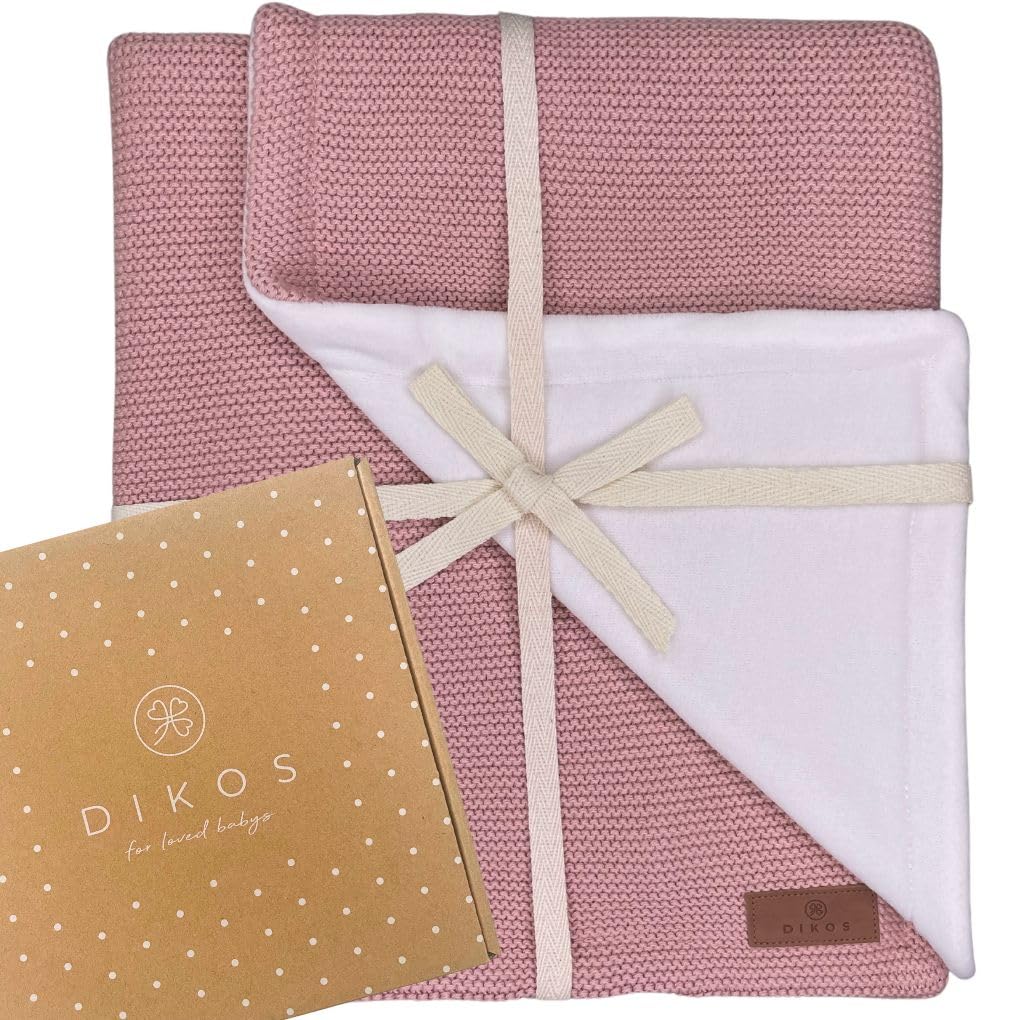 DIKOS® Calda coperta invernale per neonati, in cotone/velluto Oeko-TEX, coperta invernale per passeggino, per bambine e ragazzi, coperta per neonati, idea regalo per la nascita (rosa)