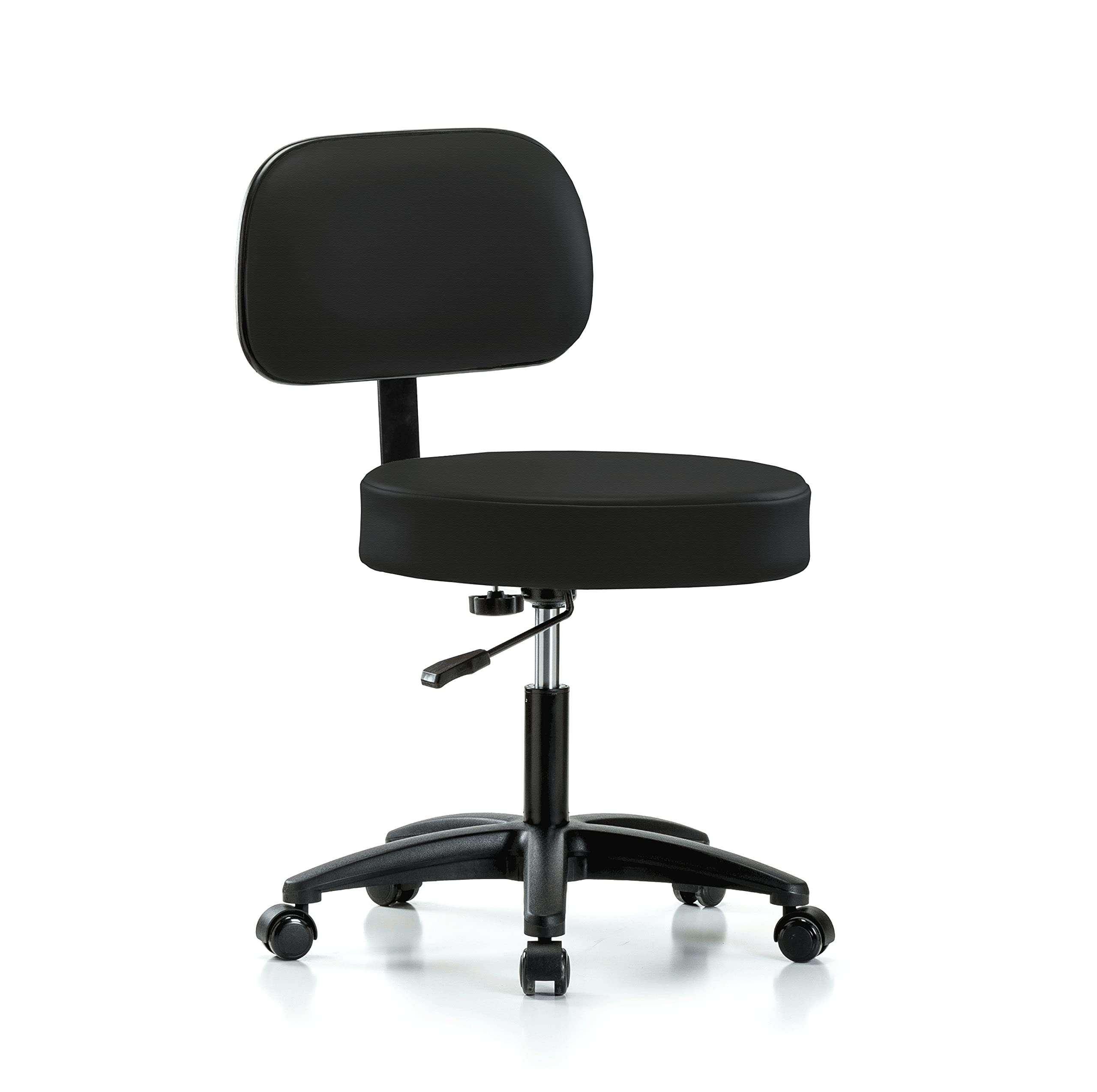 Perch Basic Exam Stool, Casters, 18.5-24", Black Fabric