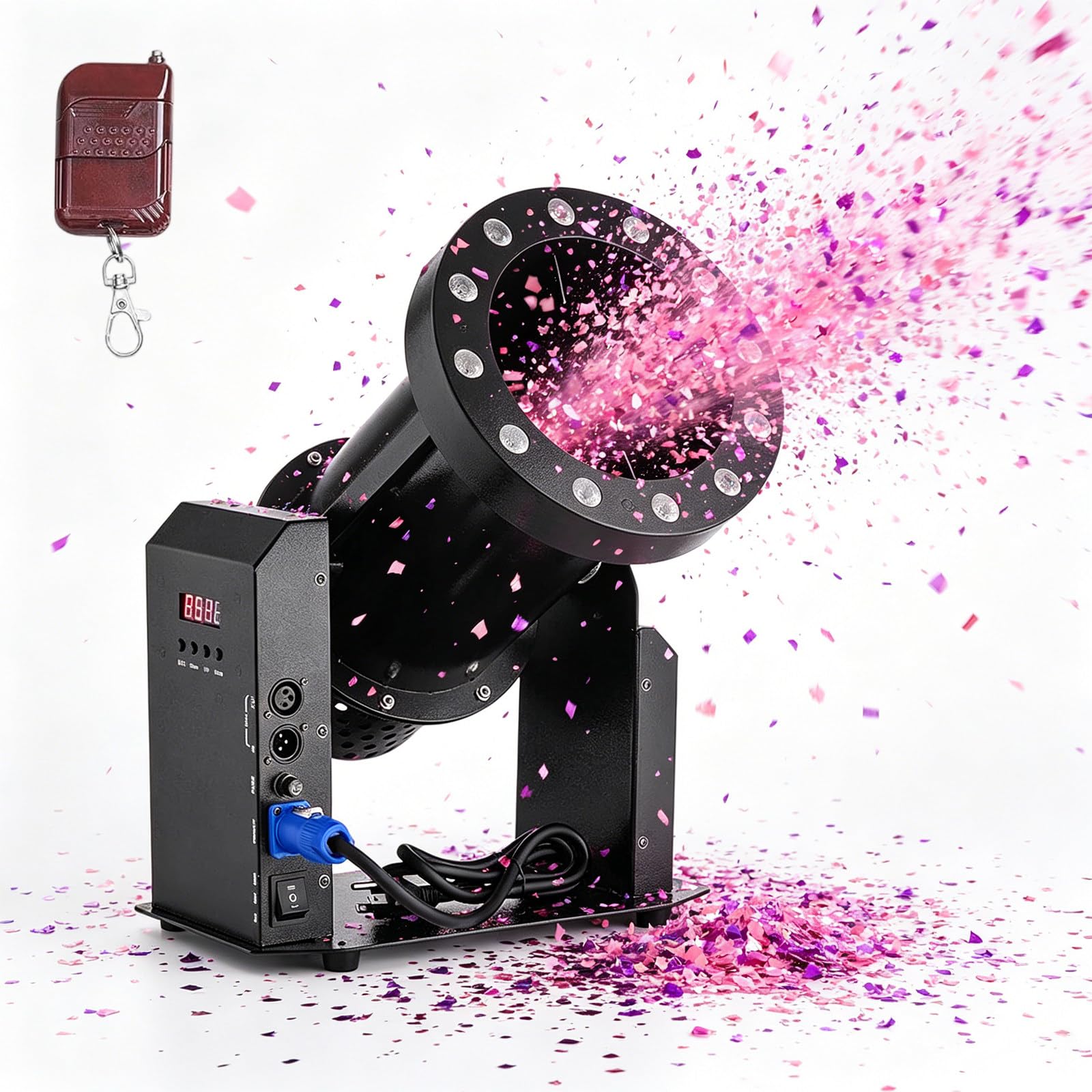 Ruodatonly Multicolor Led Confetti Machine, 1500W Electric Confetti Lights Confetti Blower With Remote Control Digital Confetti Cannon For Dj Parties, Weddings, Stages, Concerts, Event Shows