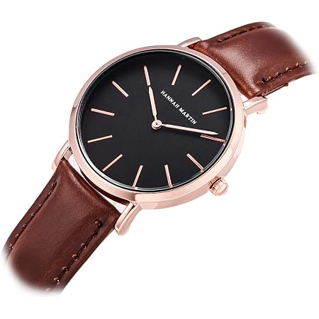 Hannah Martin Orologio da Polso Donna Ultra Sottile Quarzo Cinturino in  Pelle (Castano) : Amazon.it: Orologi