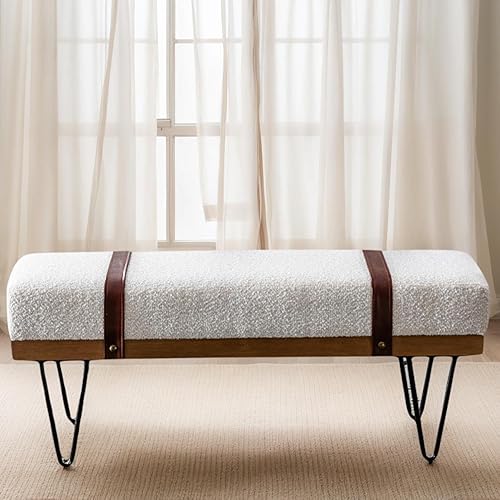 Miniatura 52 de LukeAlon Bonito banco de zapatos de terciopelo con almacenamiento, banco de entrada tapizado de 45 pulgadas de ancho con marco de madera maciza,
