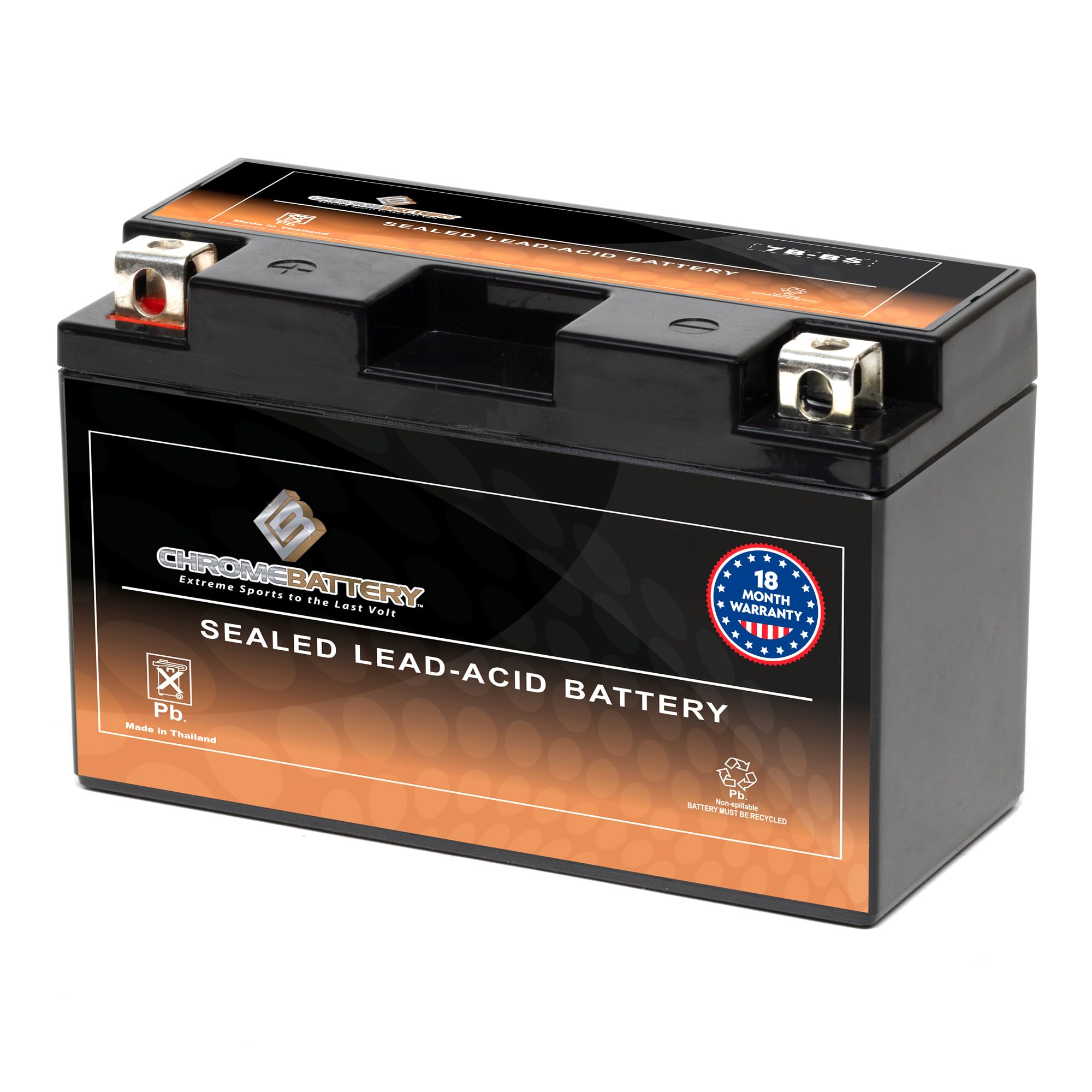 CB CHROMEBATTERY YT7B-BS 12V 110 CCA AGM – Maintenance-Free Battery for ATV, Motorcycle, Scooter, Jet Ski – 7 Ah T3 Nut &amp; Bolt – Fits Yamaha Raptor 250, Honda CRF150, Polaris Outlaw &amp; More