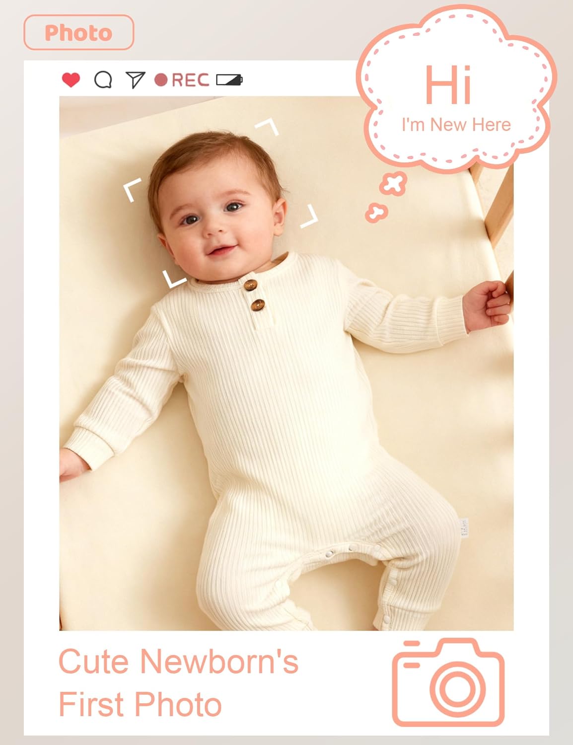 Unisex Newborn Clothes 0-12 Months Long Sleeve Snaps up Solid Ribbed Knit Baby Outfits - Image 5