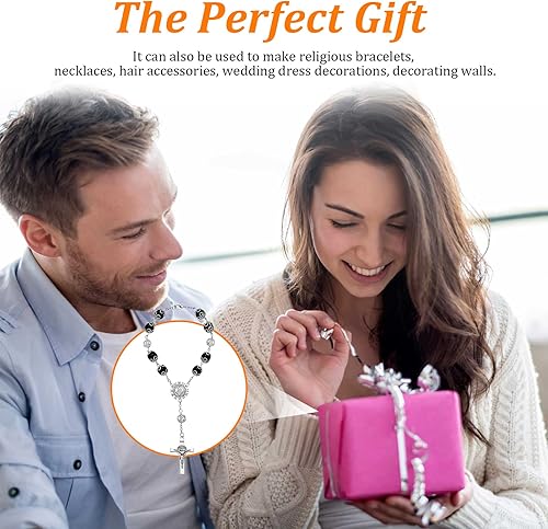 Miniatura 6 de Ziciner 2 rosarios de automóvil para espejo retrovisor, decoración personalizada para colgar en el espejo retrovisor, colgante de rosario para