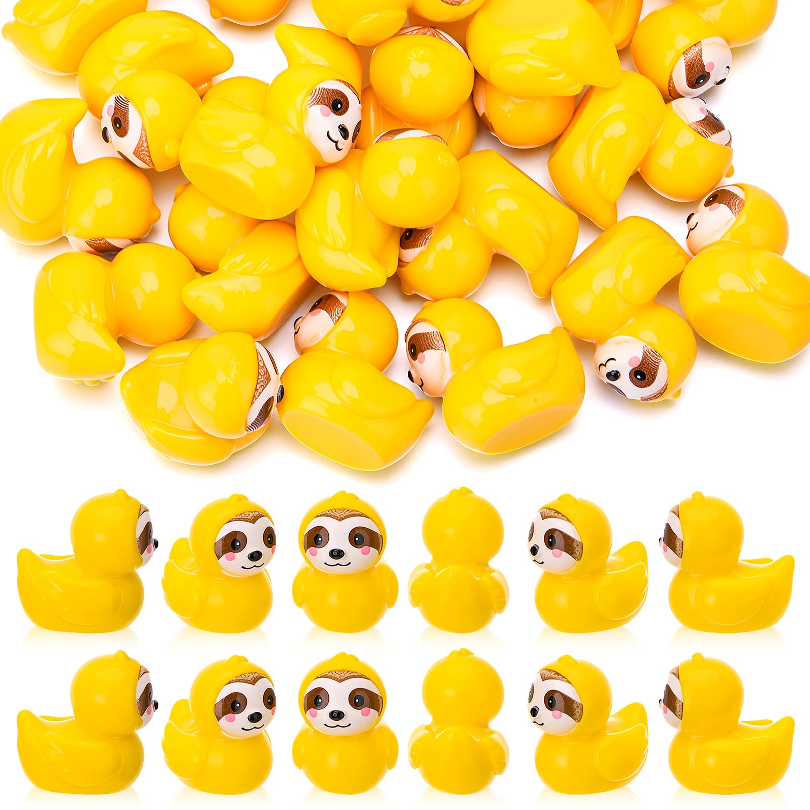 GGSTDDUP 60pcs Mini Resin Sloth, Tiny Sloths for Hiding, Miniature Sloth Figurines, Novelty Party Favors Gift Decoration (Yellow Sloth)