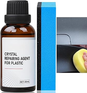 30ml Car Plastic Restorer Black with Sponge,Back to Black Trim Restorer,Plastics Parts Crystal Coating,Crystal Coating Plastic Restoration,Car Interior Plastic Scratch Repair,Prevents Drying Aging
