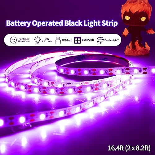 Miniatura 6 de Barra de luz LED negra impermeable IP66 de 42 W + tira de luces negras de 16.4 pies, funciona con pilas para fiesta brillante, póster fluorescente,