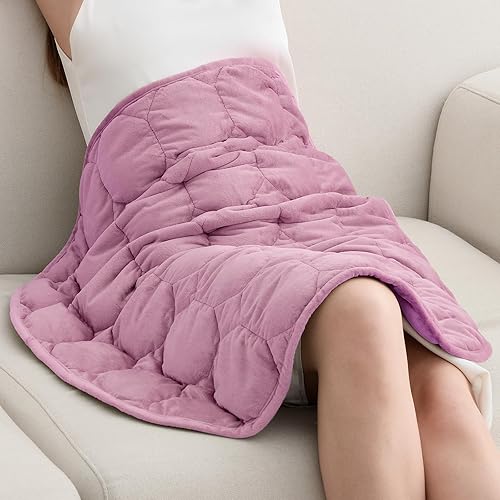 Wemore Manta ponderada de regazo de 7 libras para adultos, manta pequeña con peso para viajes, calma, relajación, siesta y dormir, almohadilla