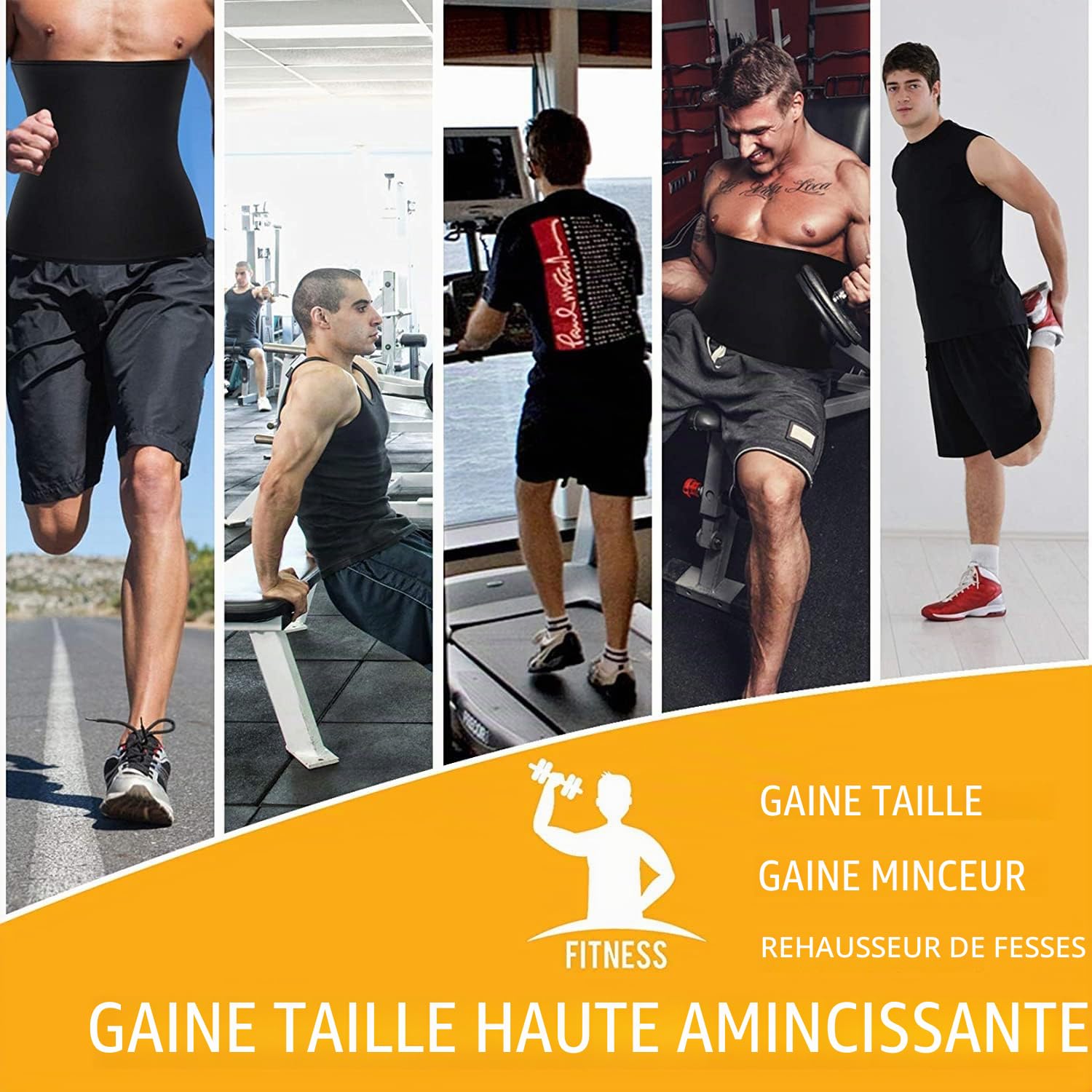 KUMAYES Ceinture de Sudation Homme Amincissante Ceinture Abdominale Respirante Gaine Amincissante Ventre Plat Fitness Sauna Minceur