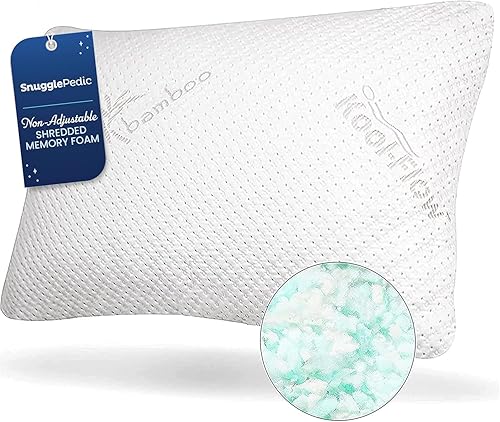 Snuggle-Pedic Almohada de espuma viscoelástica triturada las almohadas frescas originales para personas que duermen de lado estómago y espalda apoyo