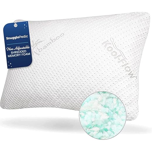 Snuggle-Pedic Shredded Memory Foam Pillow - The Original Cool Pillows for Side, Stomach & Back Sleepers - Sleep Support That Keeps Shape - College Dorm Room Essentials for Girls and Guys - Queen