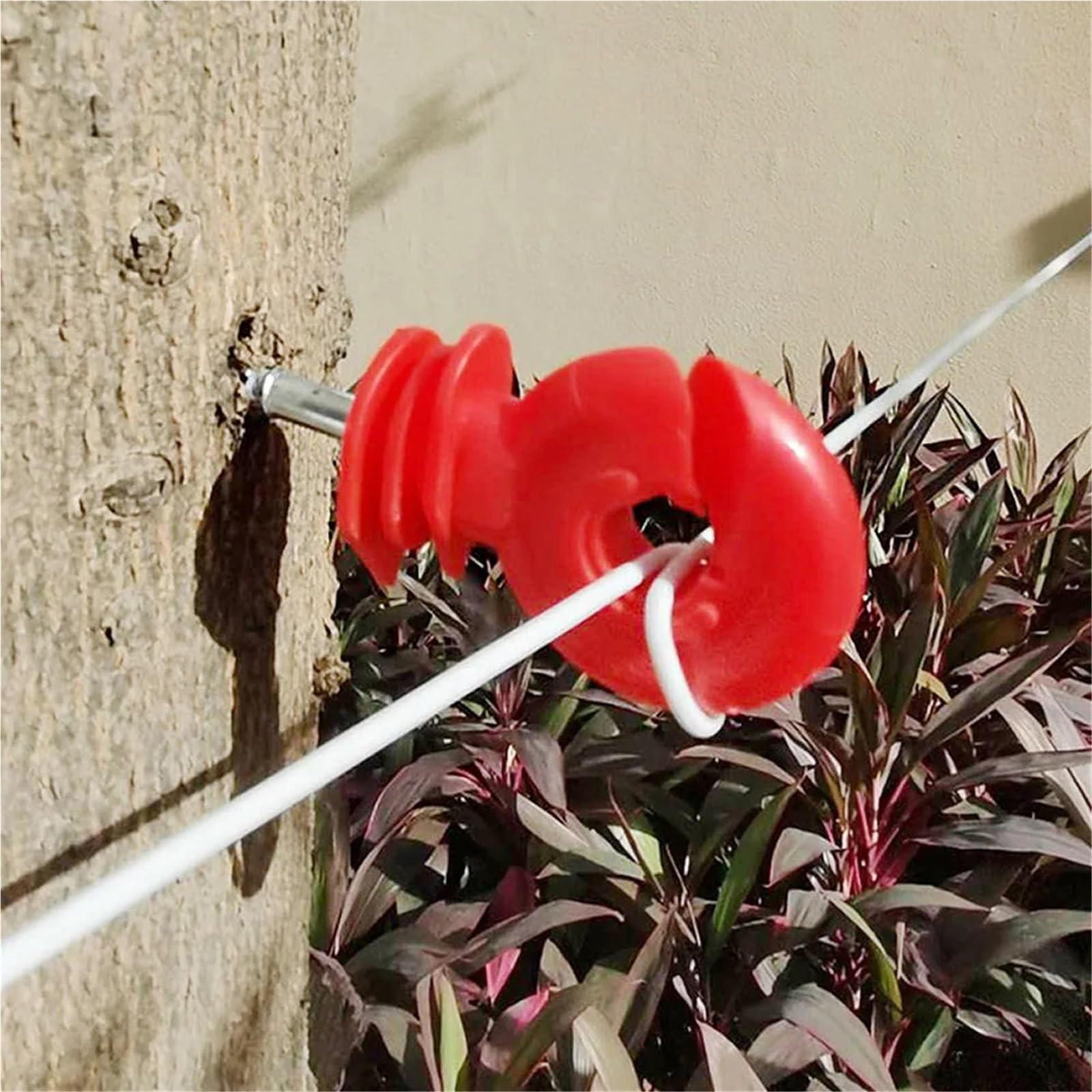 Anillo Aislador Aisladores Aislador de cerca eléctrica, anillo atornillado, poste madera, aislante, suministros jardín, herramientas, 100 Uds(Red)