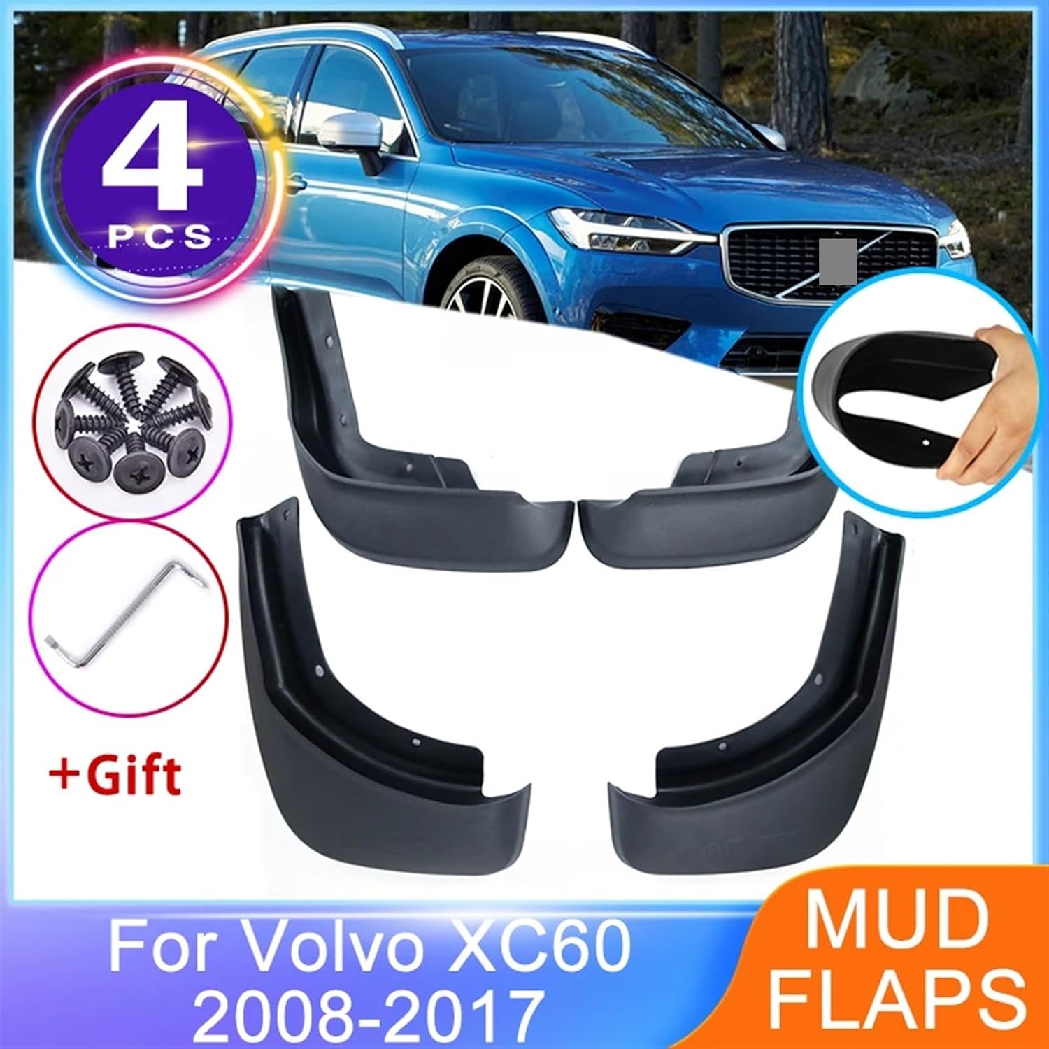 Car Mud Flaps For volvos XC60 2008~2017 Front Rear Mudflaps Splash Guards Upgrade Mudguards fenders Protector Auto Accessories(XC60 2008-2013)