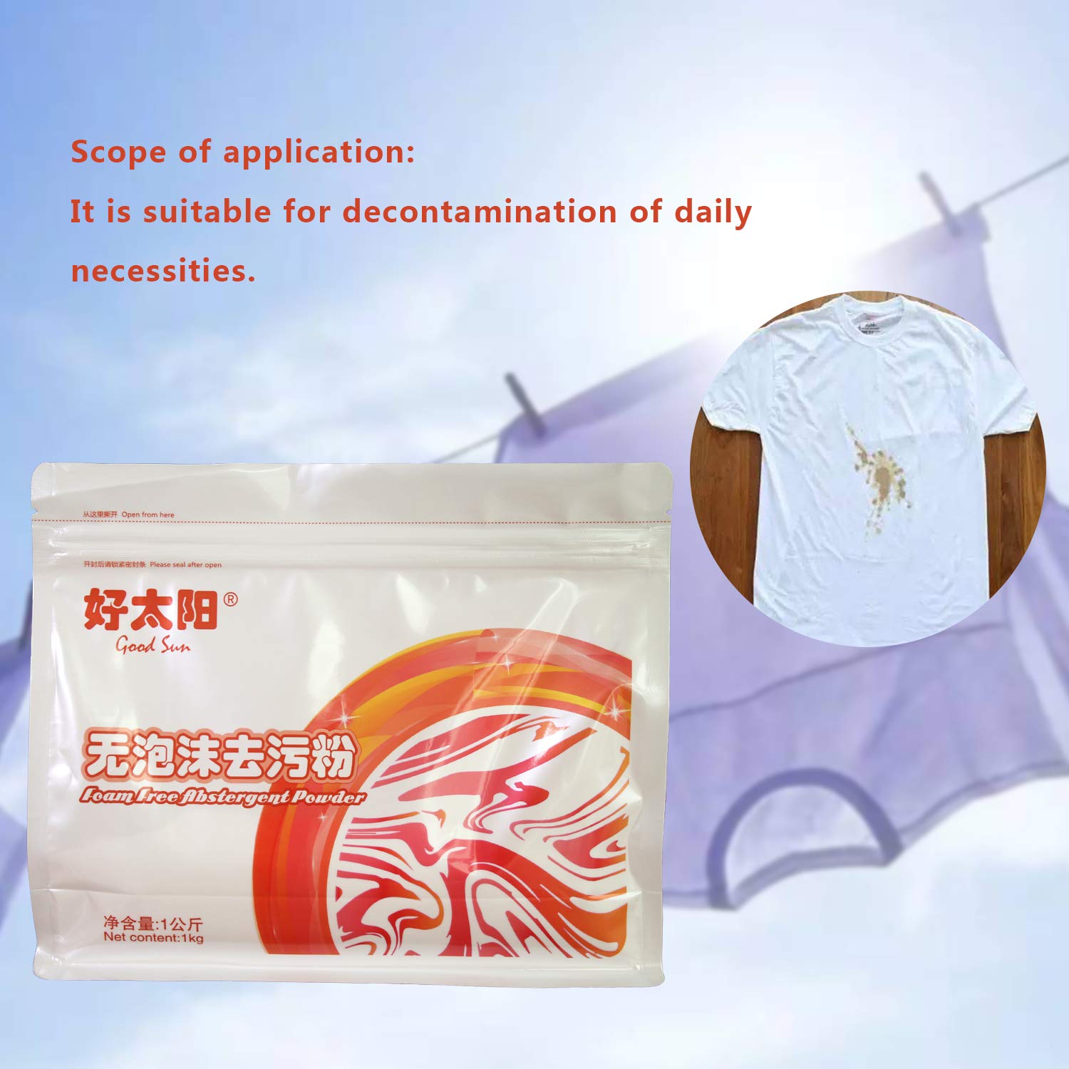 Detergente in polvere senza schiuma Abstergent per la pulizia della casa senza schiuma Remover Wash Powder per la decontaminazione quotidiana, 2.2LB