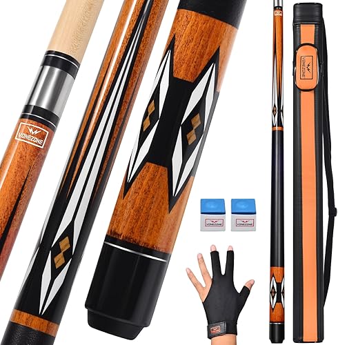 Palo de billar, Pro cue con estuche rígido, juego de tacos de billar de 58 pulgadas, 18-19 onzas, rosanaranjaverde