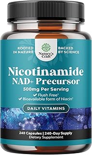 Vitamin B3 Niacinamide 500mg Capsules - Mitochondrial Energy and Potent Skin Supplement - AKA Vitamin B3 Niacin 500mg Flush Free and Nicotinamide 500mg - Flush Free Niacin Supplement - 240 Count