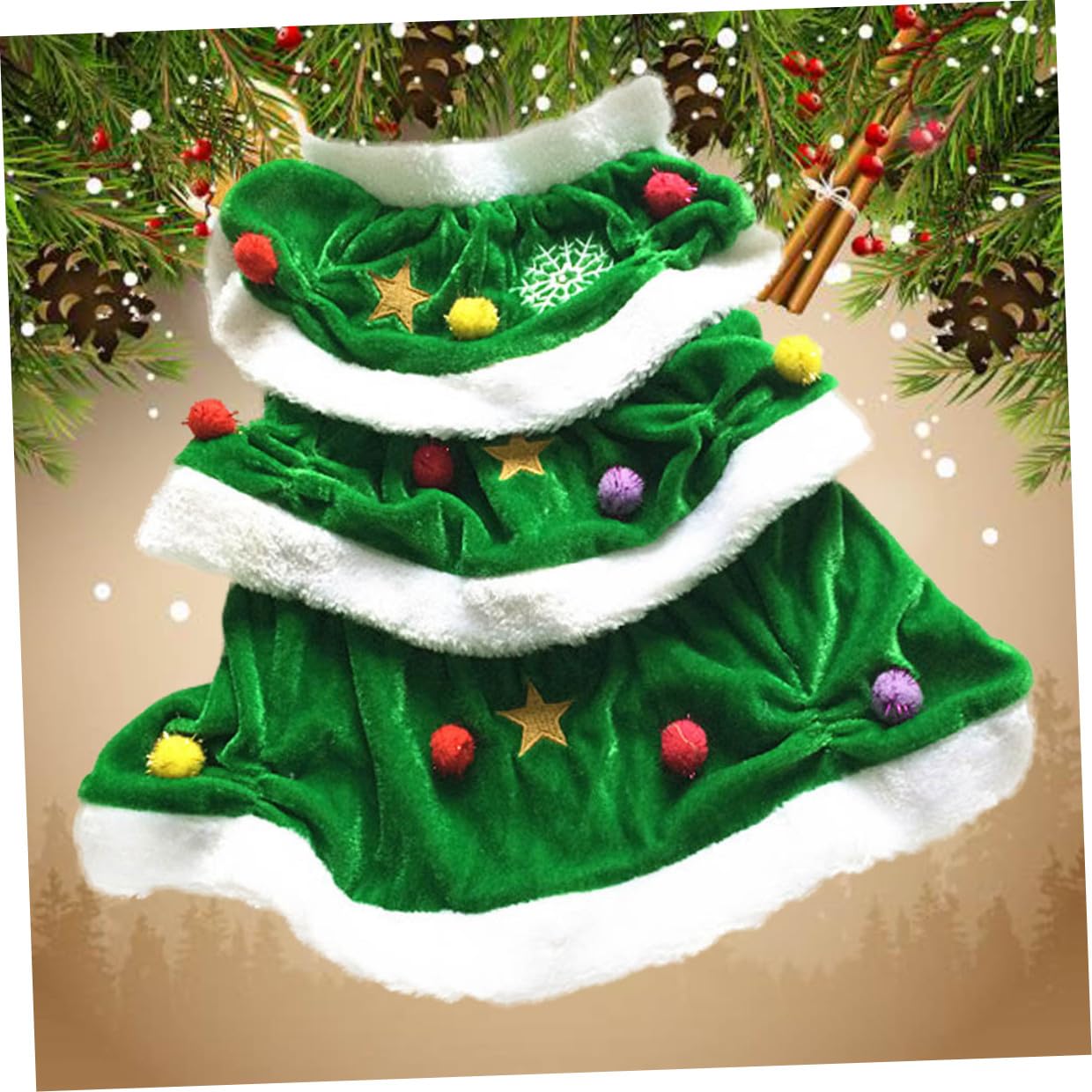 UPKOCH 2 Piezas Disfraz Navidad Perros Pequeños Ropa Perro Invierno Cálida Comodidad Vestido con Capucha Árbol Navidad Verde S Fiesta Mascotas