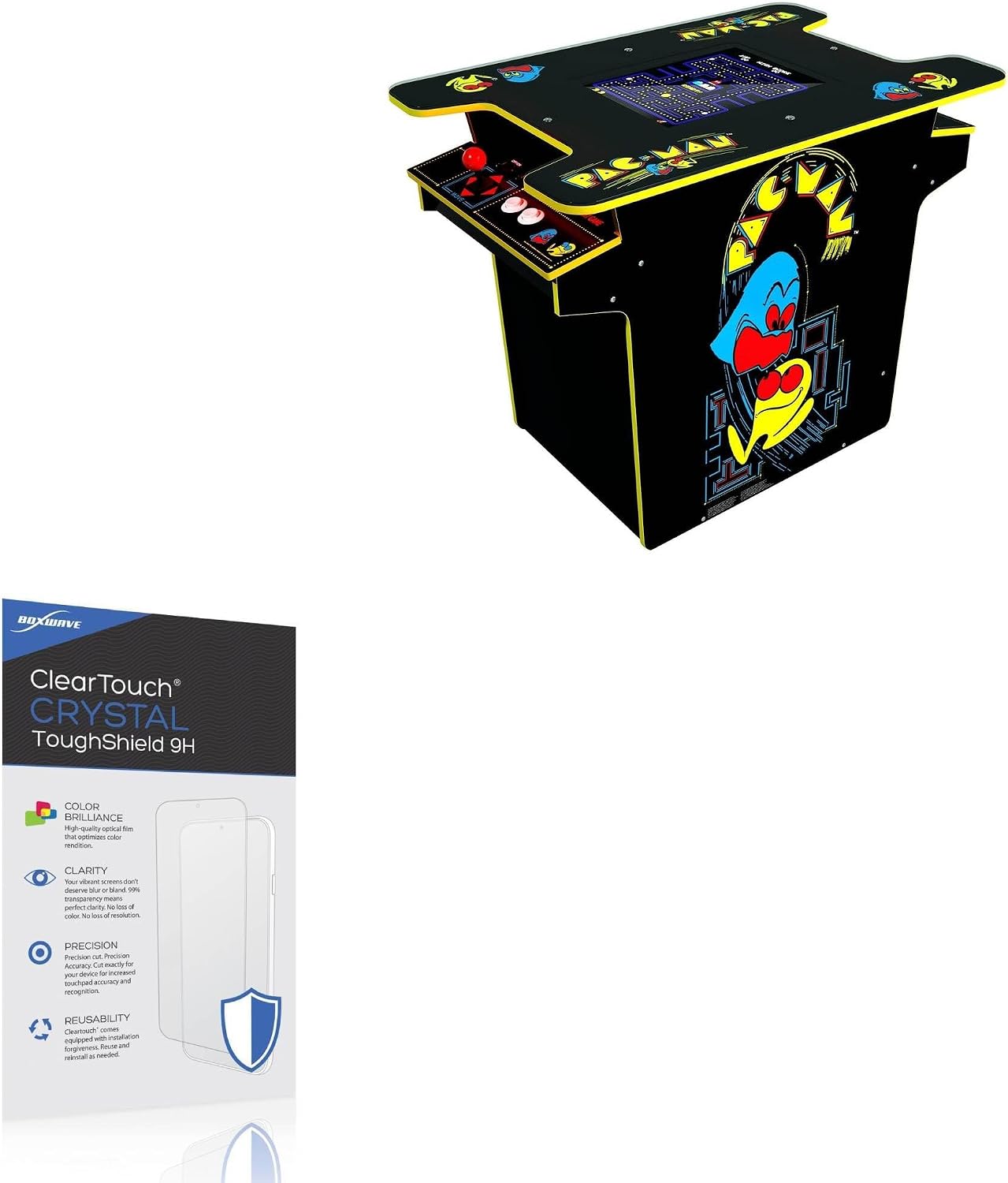 BoxWave Screen Protector Compatible with Arcade1Up PAC-MAN Head-to-Head Arcade Table (17 in) - ClearTouch Crystal ToughShield 9H (2-Pack), Clear 9H Tough Flexible Film Screen Protector