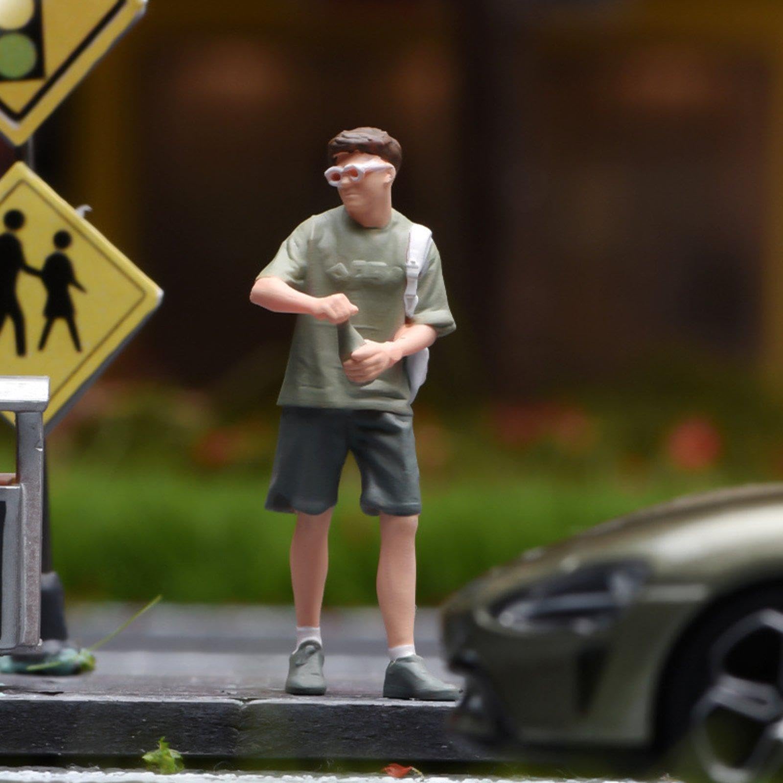 kowaku Statuetta maschile in miniatura in scala 1:64, statuetta in miniatura, decorazione da tavolo di sabbia, diorama in minimo