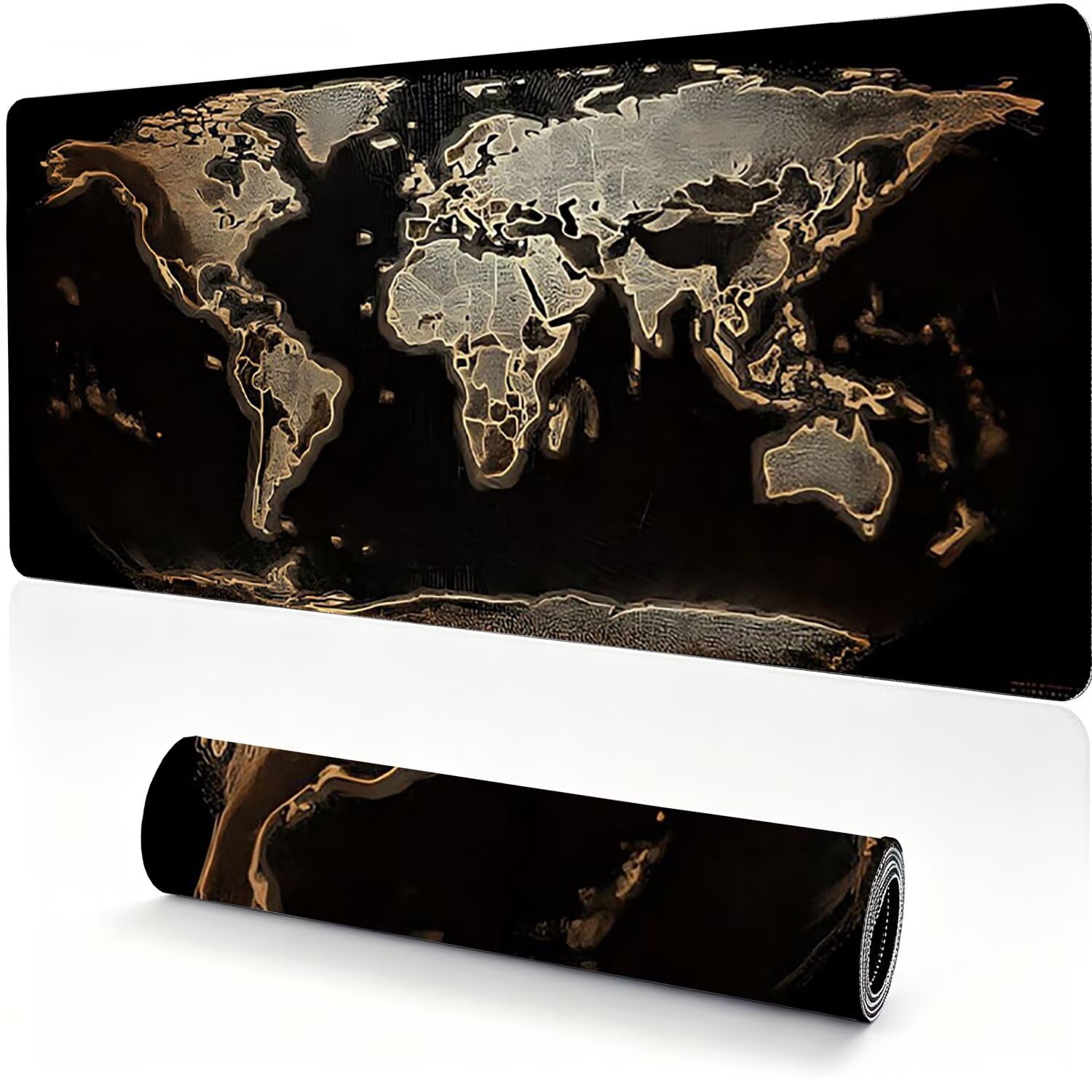 Tappetino Mouse Gaming XXL, Mousepad 1200x600x4mm nero mappa 0x0-225 | Tappetino Scrivania con Base in Gomma Antiscivolo Bordi Cuciti per Computer, PC, Migliora la Precisione e la Velocità