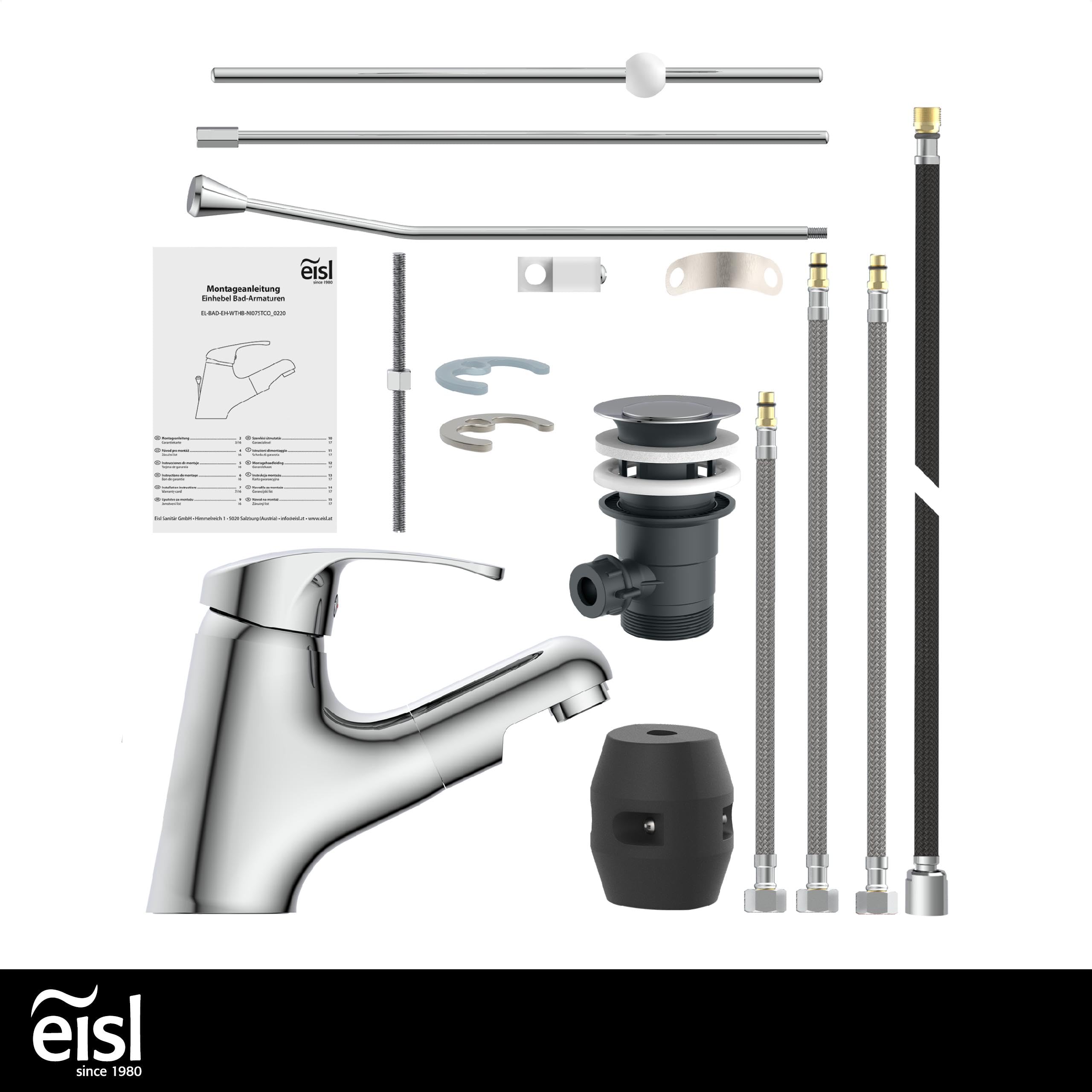 EISL VICO NI075TCO, rubinetto bagno lavabo, rubinetto da bagno con doccetta estraibile, miscelatore per lavabo con doccetta, miscelatore lavabo bagno, cromo