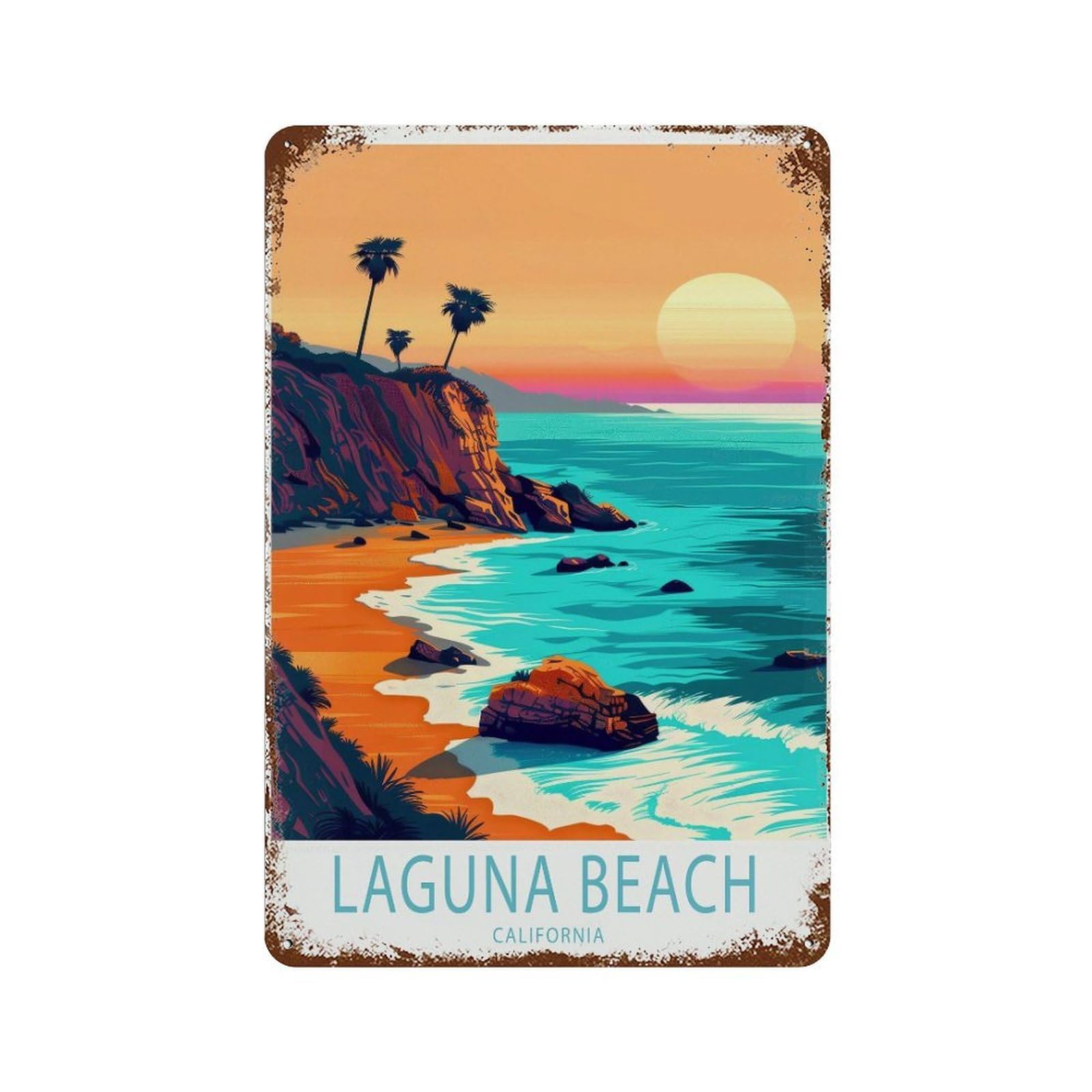 xiaoxiaoshen Laguna Beach California Travel (2) Wall Decor Art Metal Tin Poster Modern Home Decor Art Home Bar Shop Decorations Vintage Sign 30x20cm