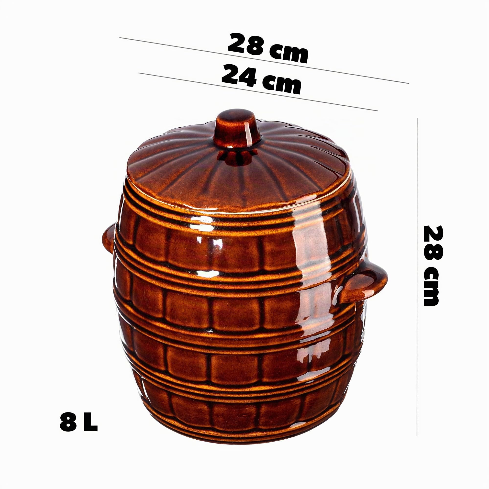 KADAX Pentola in gres porcellanato, in ceramica con manici laterali e coperchio, lavabile in lavastoviglie, in ceramica, per cetrioli (8 L)