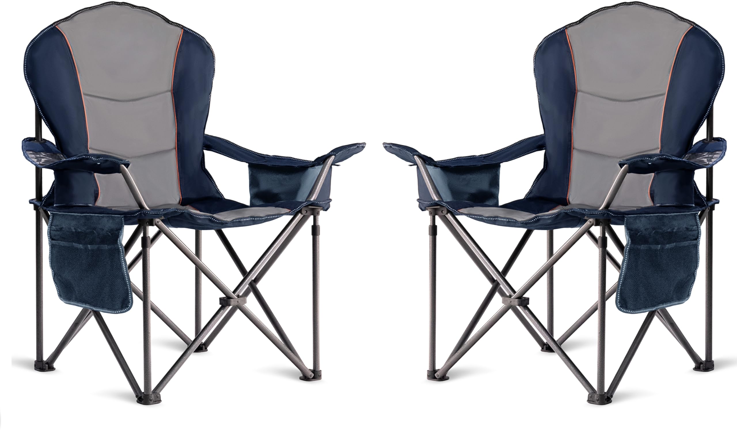 Foristrail Oversized Camping Chair Heavy Duty- Portable Folding Chair, Cup Holder & Waterproof Phone Case for Adults, Beach, Hiking, Backyard, Blue &