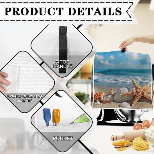 Miniatura 4 de Hinthetall Cubierta para licuadora de cocina con diseño de girasol, mariposa, tamaño pequeño, con bolsillo, lavable a máquina, accesorios para