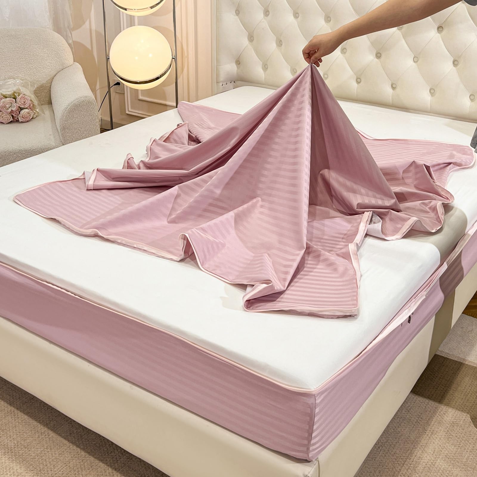 Protector de Colchón con Cremallera 4 Lados, Incluye 2 Fundas de Almohada