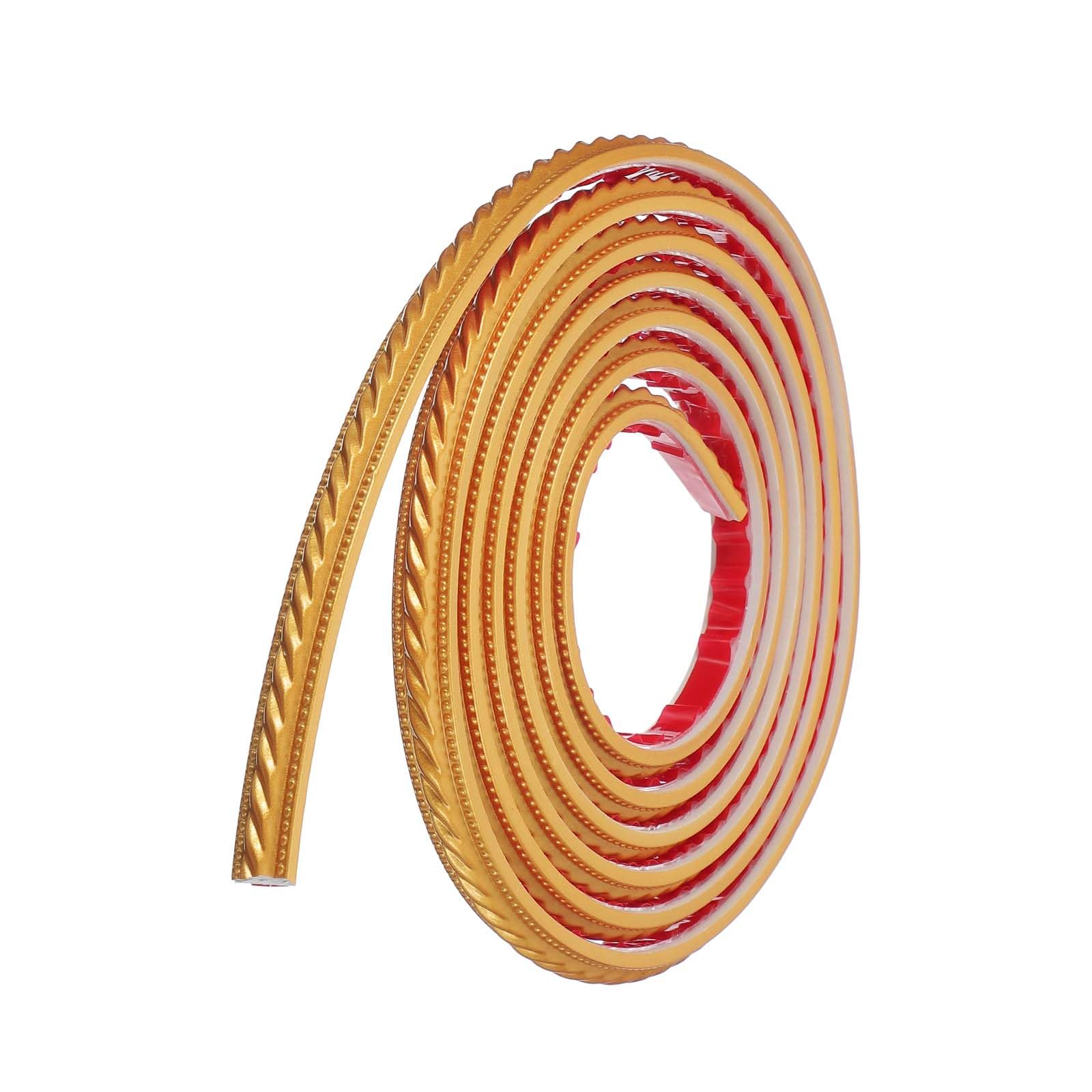 sourcing map 1.5cm x 1m Peel and Stick Molding Trim for Walls, Flexible Mirror Molding Trim Self-Adhesive Wall Paneling Strip Wallpaper Border for DIY Floor Wall Baseboard, Gold