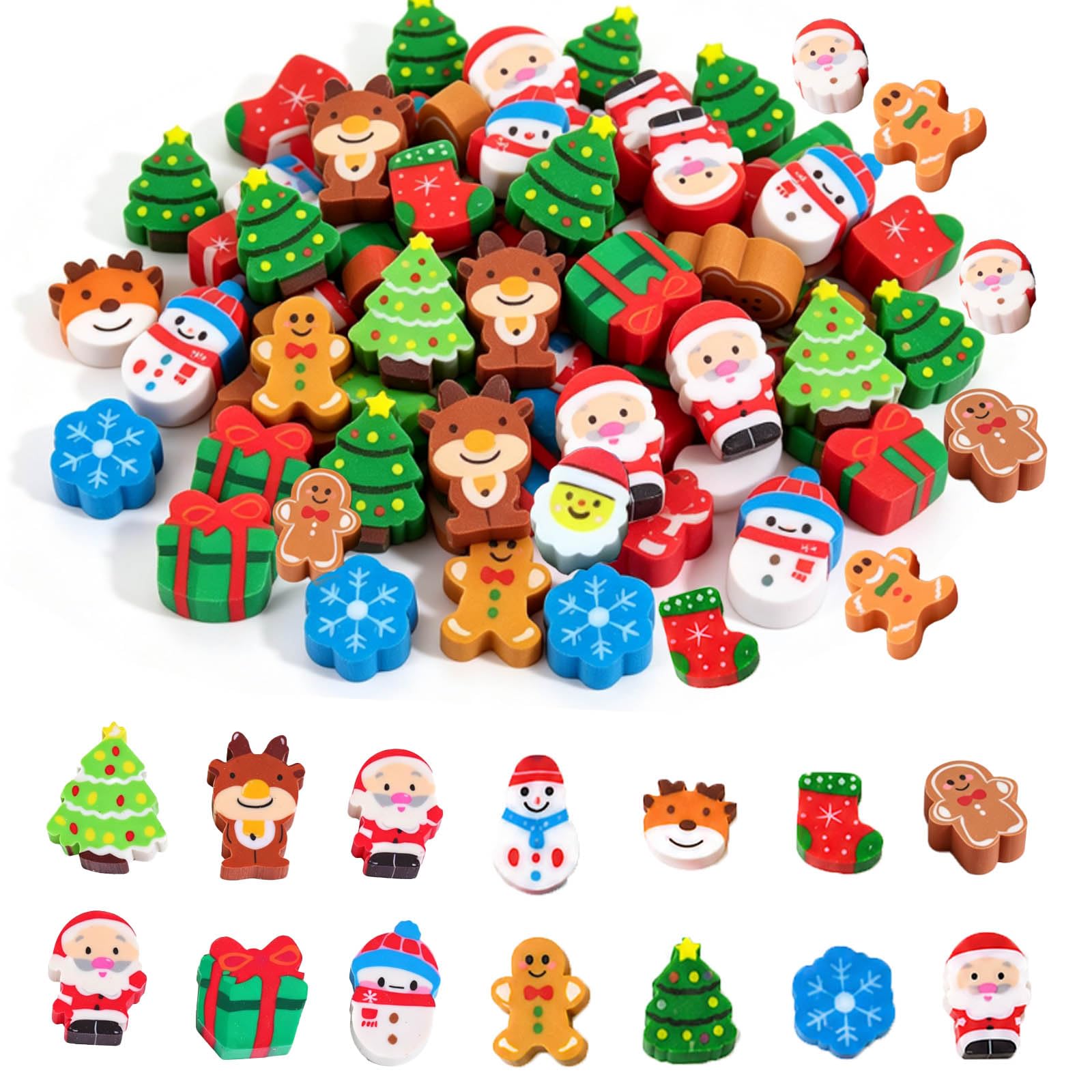 200-Piece Mini Christmas Erasers, Christmas Mini Erasers for Kids