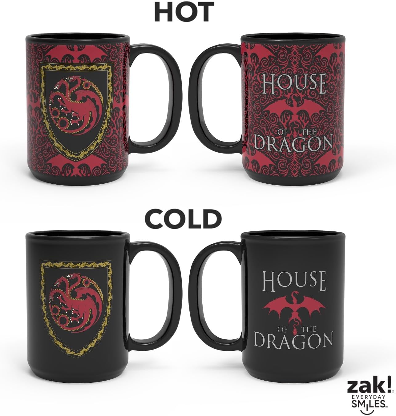 Zak Designs House of the Dragon Unique Color Change Ceramic Coffee Mug for Hot Drinks, Collectible Keepsake (15 oz, Targaryen) - Image 3