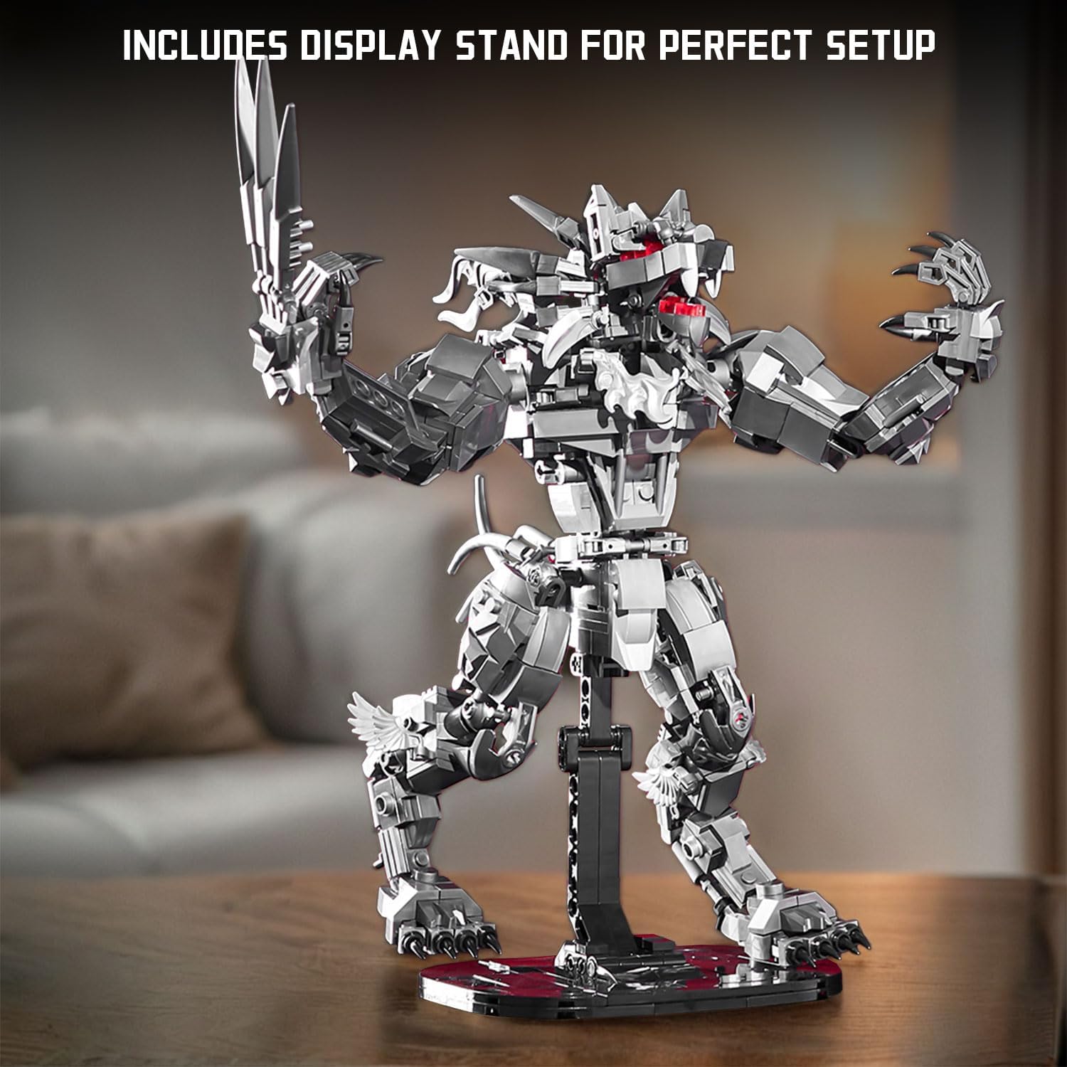 Werewolf Building Blocks Set, Werewolf of The Night with Display Stand, 2025 Mechanical Night Wolf Collectible for Fans, 813 PCS