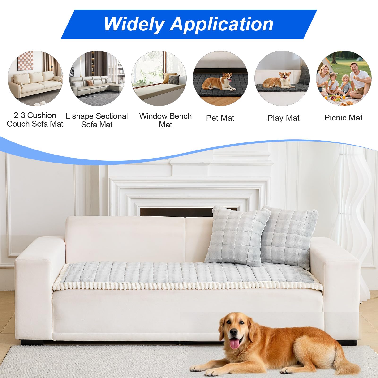 GKXLH Thick Sofa Cover, New Soft Milk Fleece Universal Sofa Covers 2 3 4 Seater, Non-Slip Sofa Slipcovers Washable - Image 3