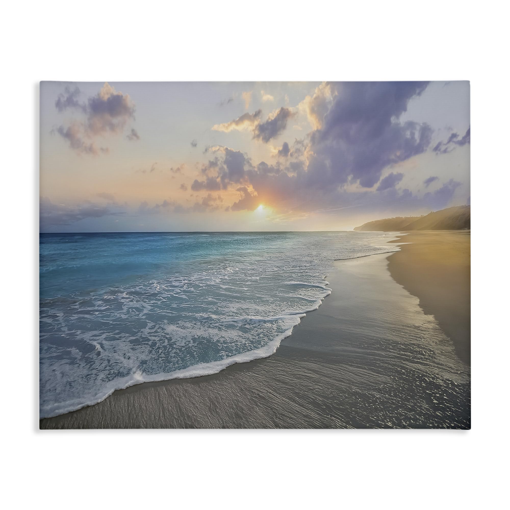 Stupell Industries Golden Sunset Coastal Horizon 'Sunset Over Tranquil Coast', Canvas Art, 20 X 16 Inches, Easy To Hang And Sturdy, Made In Usa, By Mike Calascibetta